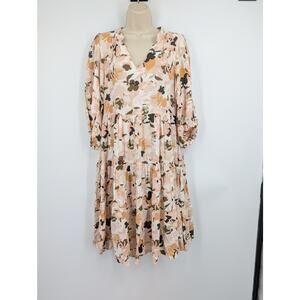 Petal & Pup Tiered Floral Dress With Pockets Size 2 Vacation Cruise Travel